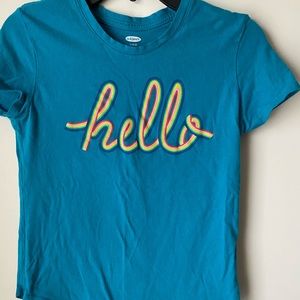 GUC Old Navy Girls L 10/12 Hello Graphic Tee
